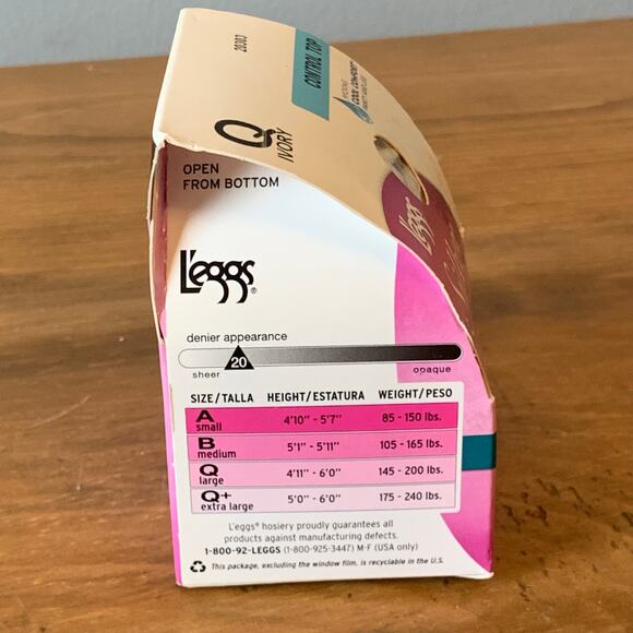 L'eggs Pantyhose Nylons Silken Mist Silky Sheer Leg Control Top Q Ivory - Picture 4 of 11